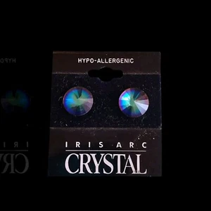 Iris Arc Crystal Heliotrope Rivoli Stud Earrings Rainbow Hypo Allergenic  - Picture 1 of 4