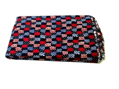 Cotton Sewing Fabric Patriotic Stars Stripes Print Red White Blue 3 yds - Image 1 of 3