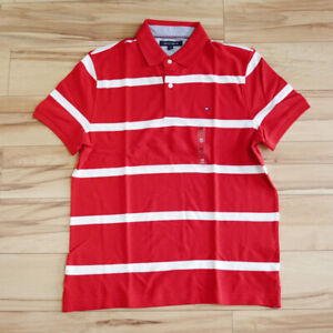 NWT Men's Tommy Hilfiger Short-Sleeve Mesh Striped Regular Fit Polo Shirt