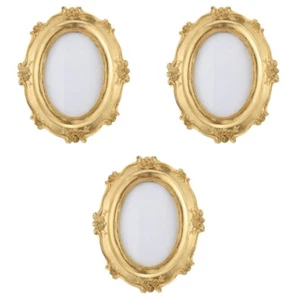 3 Pack Retro Golden Ornaments Picture Frame Stand Wall Decor Round Baby Mother - Picture 1 of 12