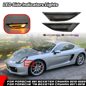 For 2013-2023 Porsche 981 Cayman Boxster Euro Mod Smoke Bumper Side Marker Light - Picture 1 of 10