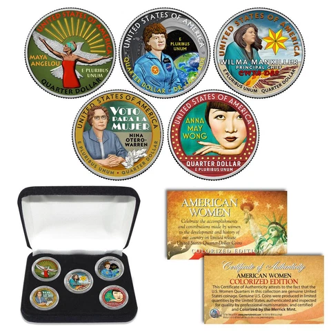 2022 COLORIZED American Women Quarters US Mint 5-Coin Full Set in Capsules w/BOX Cover