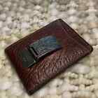 Fossil Bi Fold Brown Leather Money Clip Mens Wallet Military Grade No 54