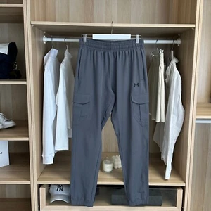 Under Armour Mens Cargo Track Pants Size L Grey Tapered Tracksuit Joggers Woven - Picture 1 of 5