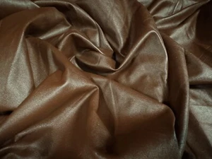 PU Coated Stretch Ciré Jersey Fabric, Per Metre - Plain - Chocolate Brown - Picture 1 of 3