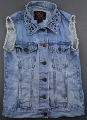 Women's Rock & Republic Gunshow Jean Jacket Vest Studded Raw Frayed Size XS - Image 1 of 4