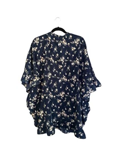 Time and Tru Floral Kimono Size Large/xlarge blue floral - Picture 1 of 10