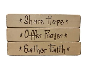 3 Inspirational Christian Religious Hope Faith Prayer Wood Signs Decor Lot 9" - Picture 1 of 9