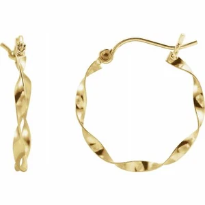 14K Yellow Gold Twisted Hoop Earrings - Picture 1 of 1