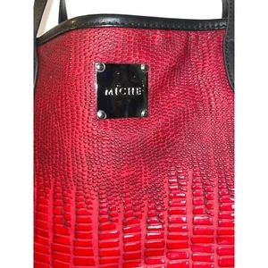 Bolso de Mano Miche de Cuero Vegano - En Rojo Vibrante - Patrón de Cocodrilo en Relieve - Imagen 1 de 11