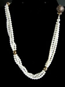 "Collar gargantilla vintage Sarah Cov de 3 hilos perlas de imitación tono dorado cuentas 15,5""" - Imagen 1 de 5