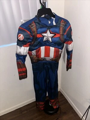Capitán América para niños talla mediana con máscara facial Foto 1 de 3