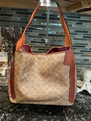 COACH Hadley Hobo In Signature Canvas & Leather Handbag  79249 - Image 1 of 4