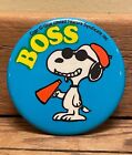 Vintage 1958 Peanuts Snoopy Boss Blue Button Pin With Original Price Tag