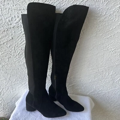 Botas hasta la rodilla Antonio Melani de gamuza negras de cuero y Strerch Haddison 8,5 Foto 1 de 4