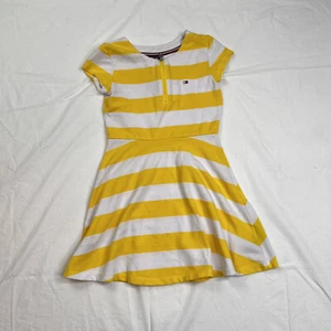 Tommy Hilfiger Tee Shirt Dress With Zip Size S (7) Yellow Striped A040322 - Picture 1 of 7