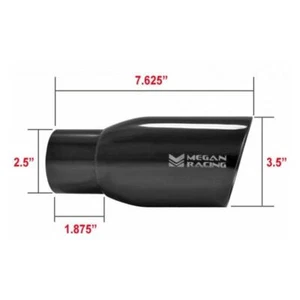 Megan 3.5" Rolled 2.5" Inlet Round Slanted Black Chrome Universal Muffler Tip - Picture 1 of 1