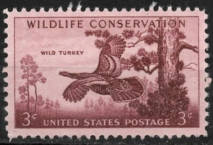 #1077 1956 3c US PORTO Wild Turkey - Wildlife Conservation (1956) , MH - Bild 1 von 2