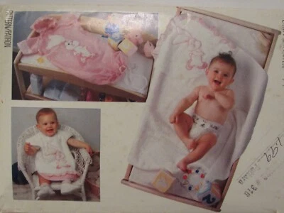 VTG 89 BUTTERICK 4494 Appliqued Bear & Bunny Baby Bib Towel & Bunting PATTERN UC - Image 1 of 3