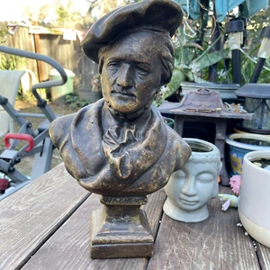 Vintage Büste von Wagner 12,25" mit Sockel Simi Bronze getönt Skulptur Statue - Bild 1 von 8