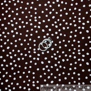 BonEful Fabric FQ Cotton Quilt Brown White Snow Sm Tiny Polka Dot Xmas Chocolate - Picture 1 of 6