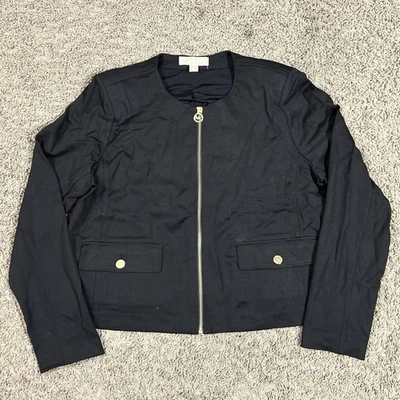 Michael Kors Mujer XL Traje Chaqueta Blazer Negro Manga Larga Bolsillos con Cremallera Foto 1 de 4