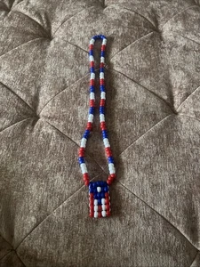 Puerto Rico Flag Beaded Necklace Handmade. 🇵🇷 - Picture 1 of 2