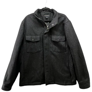 Banana Republic Wool Coat Mens XL Dark Gray Field Chore Jacket Zip Chest Pocket - Picture 1 of 11