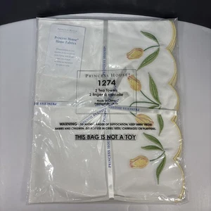 Princess House Cottage Tulipani 2 strofinacci da tè NUOVO #1274 lavabile in lavatrice - Foto 1 di 6