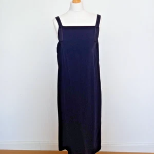 Helmut Lang Women's S UK 8 Black Crepe Apron Pinafore Tie Midi Dress Designer - Picture 1 of 7