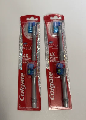 Paquete de 2 cabezales de repuesto para cepillo de dientes Colgate 360 Optic blanco platino SUAVE Foto 1 de 4