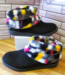 Bebe Nayeli schwarze Damen-Stiefeletten mit Kunstfell 10 Strasssteine einmal getragen gebraucht, in einwandfreiem Zustand - Bild 1 von 14