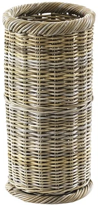 Schirmständer rund Rattan grau Schirmhalter Flechtware Naturprodukt Handarbeit - Bild 1 von 4