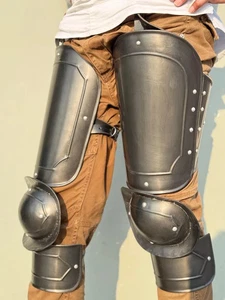 Guardapiernas de guerrero medieval armadura de acero para batalla, LARP y disfraces - Imagen 1 de 6