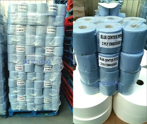 12 Blue Roll Centrefeed Puresoft 2 Ply kitchen Roll Cleaning Tissue Paper Towel - Picture 1 of 3