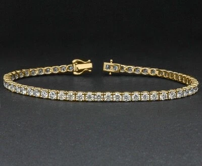 5Ct Round Cut Lab-Created Diamond Women's Tennis Bracelet 14K Yellow Gold Plated - Image 1 of 4