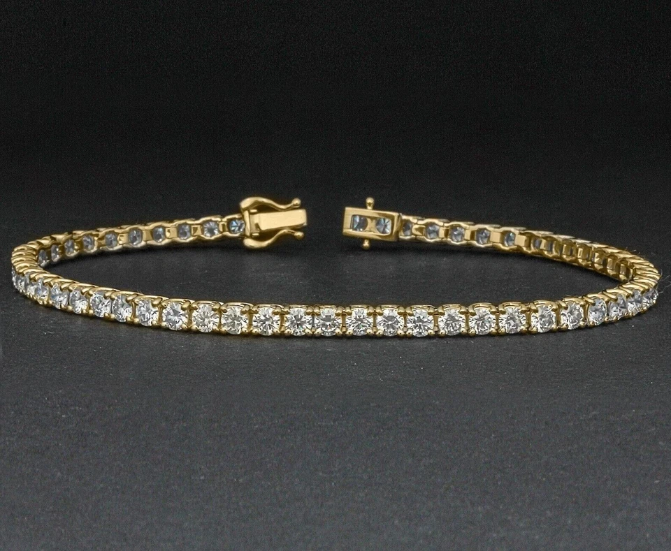 5Ct Round Cut Lab-Created Diamond Women's Tennis Bracelet 14K Yellow Gold Plated - Image 1 of 4