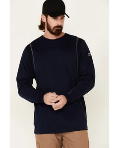 Ariat Men FR Crew Neck Long Sleeve Shirt Size L Flame resistant Navy Blue - Picture 1 of 16