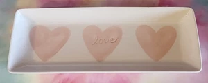 Pottery Barn Heart Tray Valentine Watercolor Pink Love Wedding Dish 12" - Picture 1 of 8