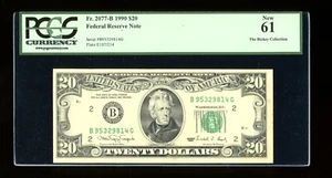DBR 1990 $20 FRN New York Fr. 2077-B PCGS 61 Serial B95329814G - Picture 1 of 2