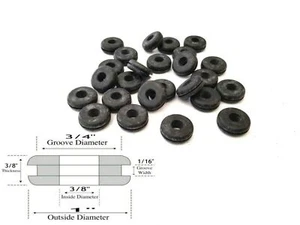 25-Pack of Rubber Grommet Wire Bushings, 3/8" ID, 1/16" Groove, Fits 3/4" Hole - Picture 1 of 1