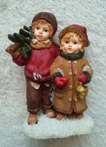 Figura interior del hogar EL PEQUEÑO ÁRBOL DE NAVIDAD 2003 56043-03 linterna niño niña - Imagen 1 de 4