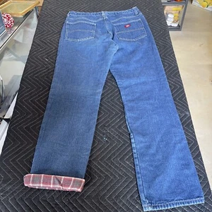 Dickies mit kariertem Flanellfutter blaue Jeanshose | DAMEN | 12 Tall Vintage - Bild 1 von 6