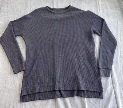 American Eagle Waffle Knit Long Sleeve Shirt Crew Neck Black Mens Small - Image 1 of 4