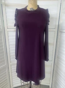 Tiana B Dress Women’s Open Shoulder Long Sleeve Purple Poly Knit Short Dress - Picture 1 of 8