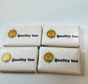 4 Bars VTG  60’s Small  Hotel Soap “ Quality Inn” Pink Bars Stamped Quality Inn - Picture 1 of 5
