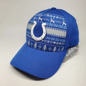 Indianapolis Colts Hat Cap Mens OSFM Adjustable Strapback Blue Christmas NFL - Picture 1 of 9