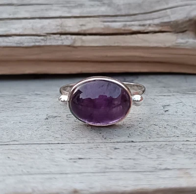 Amethyst Ring, 925 sterling silver ring, handmade ring, gemstone ring, All size - Image 1 of 4