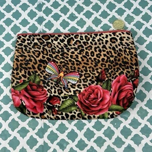 Estee Lauder Kosmetik Make-up Reisetasche Leopard Blumen Print Reißverschluss Top - Bild 1 von 8