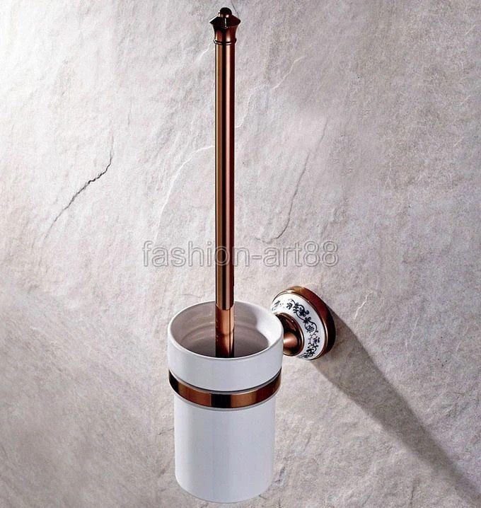 Rose Gold Copper Bathroom Accessory Wall-mounted Toilet Brush Holder Set fba387 - Image 1 of 4